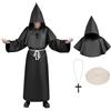 AUYAO Costume da Monaco Bambino, Medievale Halloween Sacerdote Accappatoio, Cosplay Robe Mantello con Cappuccio, Abito Saio Vestito per Halloween Carnevale-130