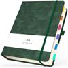 Yarotm Quaderno Fogli Bianchi A4 - Notebook Quaderno Pelle PU 21.6x28.5cm - 100g/m² Carta Taccuino Pagine Bianche - 360 Pagine A4 Copertina Rigida Block Notes Diario di viaggio, Verde
