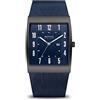 BERING Solar 16433-327 Orologio da polso da uomo, cassa in acciaio inossidabile nera da 33 mm e quadrante blu, cinturino in maglia milanese, vetro zaffiro, 3 ATM