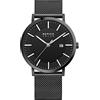 BERING Solar 15439-222 Orologio da polso da uomo, cassa in acciaio inossidabile nera da 39 mm e quadrante nero, cinturino in maglia milanese, vetro zaffiro, 10 ATM