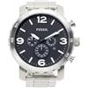 Fossil Cinture da uomo in pelle con fibbia marrone, 50mm, Tono argento
