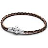 PANDORA Disney Bracciale de Il Re Leone in argento sterling in pelle marrone e nera, S3