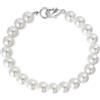 Candyfancy Bracciale di perle da uomo e donna, bianco, rotondo, con perle simulate, 18/19/20 cm, per uomini e donne, regalo di perle 6 mm/8 mm, 8 mm Perlen, 19 cm Länge, Argento sterling