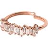 Purelei Anello Powder (oro, argento), anello da donna in argento placcato oro 18 carati, resistente all'acqua con pietre asimmetriche, regolabile, regalo per donne