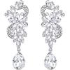 Clearine Orecchini Donna Boemia Cristallo Fiore Matrimonio da sposa Lampadario lacrima Bling Ciondolare Trasparente