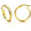Orovi Orecchini Donna Oro Giallo 14KT Orecchini a Cerchio, Made in Italy, gioiello anallergico confezionato in un elegante astuccio portagioie