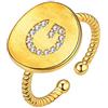 Suplight Donna Anello Aperto Regolabile Fascia Lettera I‎niziale Maiuscola Nome Alfabeto A-Z Gioiello alla Moda Delicato Placcato Oro 18K Regalo Natale Compleanno Oro Lettera G