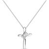 Miore - Gioiello da donna con diamante 0,05 kt, collana con ciondolo a croce con brillante e catena in oro giallo, oro bianco 9 carati, oro 375, Oro, Diamante