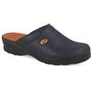Fly Flot | Woman Professional, Zoccoli Sanitari Donna, Ciabatta con Tomaia in Pelle Forata, Sottopiede in Cuoio, Blu, 37
