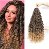 WoWCFyyds Extension per capelli all'uncinetto ricci a onde profonde da 24 pollici, confezione di extension per capelli sintetici boho a trecce a onde d'acqua per donne (T4/27, 24 pollici-confezione da