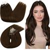 Ugeat Extension Capelli Veri Microring Cioccolato Extension Micro Ring Capelli Veri Marrone Cioccolato Remy Invisibili Capelli Umani Reali 55 cm 50g 50ciocche 4