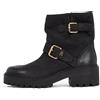 Tommy Hilfiger Donna Stivali Mezza Gamba Biker Double Buckle in Pelle, Nero (Black), 40