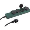 Meister 7435070 - Prolunga in gomma con protezione da contatto, per esterni, classe di protezione: IP44 a 4 vani, 1,4 m Verde/Nero