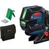 Bosch Professional Livella Laser GCL 2-50 G,laser verde, da interno, supporto RM 10, raggio d'azione visibile fino a 15 m, 4x batterie AA, confezione in cartone