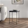 DEGHI Tavolino rotondo 47 cm in metallo nero con gambe pieghevoli e piano removibile - Verella