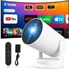 aquota Mini proiettore 4k 2025 Videoproiettore aggiornato Videoproiettore Android 11 WiFi 6/BT 5.4 per telefono PC Lap Stick HDMI Home Theater Certificato Netflix e messa a fuoco elettrica
