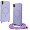 CUZZCASE Cover compatibile con iPhone XR(6.1),Cover Magnetica[Compatibile con MagSafe],Bumper con Laccio,regolabile Lanyard TPU Corda Silicone Case-Viola