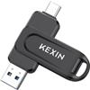 KEXIN Chiavetta USB 3.0 128GB Chiavetta USB C 128 GB Pendrive OTG Pennetta Girevole Doppia Memoria Stick con Connettori USB reversibili di Tipo C e Tipo A per Smartphone, Tablet, Mac e Computer, Nero