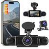 NHOPEEW 4-Kanal Dash Cam - 360°-Drehung vorne hinten innen links rechts 3 Zoll Auto Dashcam - Unterstützung Schleifenaufzeichnung G-Senseor Parking Monirot WiFi + Free 64GB Card