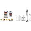 Kenwood Multipro FDM301SS Robot da cucina con 2 velocità di Lavorazione+Pulse, Ciotola da 1.2L & Frullatore ad Immersione HBM40.302WH, Sistema TriBlade con 3 Lame, 1 Velocità+Turbo