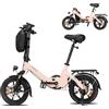 Bodywel T16 Bicicletta Elettrica Pieghevole, Portatile da 14" con Batteria 36V/7.8Ah, Motore da 250W, Display LED da 4.5", Bluetooth APP, Unisex (Rosa+portapacchi posteriore)