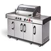 Enders Kansas Pro 4 SIK Profi Turbo Barbeque a gas 4 Fuochi + Bruciatore Backburner + Fornello Laterale, Bbq Grill in Acciaio Inox, Zona Turbo, Heat Range, Simple Clean, 153 x 64 x 118 cm #871433