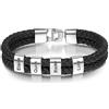lorajewel Bracciali personalizzati per uomo Bracciale con nome Regalo per la festa del papà Bracciale nero in pelle intrecciata Regalo di compleanno per buoni amici (A-Argento 4)