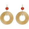 Vera Navarro Handmade VERA NAVARRO - Orecchini Mandala Aperti in Oro Vegetale con Foglia e Carnalite - Ø 40 mm - Cerchi Dorati - 100% Natural Handmade - Bigiotteria Artigianale