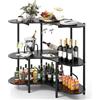 COSTWAY Tavolo da Bar 120 x 66 x 102 cm, Portabottiglie Vino a 3 Ripiani con Portabicchieri e Mensole di Stoccaggio, Isola Cucina Industriale per Bistro (Nero)