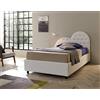 SEADA, Letto Una Piazza e Mezza con Testiera a Forma di Cuore, Letto Contenitore Apertura Frontale, Modello Valentina Similpelle con Brillanti, Colore Bianco, Made in Italy, Base 120x190 cm