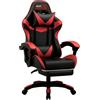 RMF PRO RMF Sedia Gaming Professionale Ergonomica Reclinabile, Poltrona Gaming Seduta Comoda e Rilassante con Poggiapiedi - Sedia per Gamer con Ruote Girevoli, Altezza Regolabile Rosso/Nero