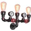 FUMIMID Pipa Ad Acqua Luci Retrò Soggiorno Lampada Da Parete Candela Rustica Industriale Tubo Ferro Rame Vintage E27 Lampada A Sospensione Camera Letto Cucina Applique Nessuna Sorgente Luminosa,3 bulbs