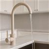 MAKA change your life quality MAKA Rubinetto Lavello Cucina Avena, in Acciaio Inox - Girevole a 360° - Miscelatore Cucina con Accessori per Montaggio, Miscelatore Monocomando Beige Opaco, Rubinetto con Flessibili (Canna Alta)