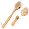 Uervoton 3 PCS Spazzola Naturale a Setole di Cinghiale per Spazzolatura a Secco - Spazzola Esfoliante per Corpo, Viso e Piedi, Spazzola Schiena con Manico Lungo, Smontabile, 3 Testine