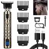 XkuiHF Tagliacapelli Uomo Professionale - Trimmer Barba e Capelli con Lama T Zero Gap, 4 Testine (1.5-4mm), Ricarica USB, Impermeabile per Contorni Precise (Haidao)