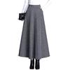 RIZ-ZOAWD Gonna Lunga Donna Inverno Vita Alta Vintage Quadri Lana Vita Elastica Maxi Gonna Plissettata Gonne Nero-M