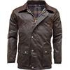 FAIRY BOUTIQUE Giacca da uomo in cotone cerato con zip staccabile cappuccio manica lunga fodera tartan cappotto antico, Marrone, S