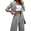 pvucpot Tailleur Gessato Donna Eleganti 2 Pezzi Gilet e Pantaloni Ufficio e Lavoro Completo Donna Estate Blazer Maniche Lunghe Tuta Elastici in Vita Set di Abiti in Tinta Unita