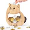 Foyucool Salvadanaio Conta Soldi in Legno per Bambini, Salvadanaio Animale Addensato per Monete e Contanti, con Adesivi fai da te, per Compleanno e Festival, Gatto