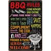 SUPERDANT BBQ Rules Targa In Latta Always Welcome Targa In Metallo con Citazioni BBQ Vintage Cucina Poster Da Parete In Metallo Targhe e Cartelli Divertenti per La Caverna Dell'Uomo