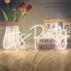 Weeddy Let's Party - Insegna al neon LED per decorazione da parete, alimentazione USB, per feste, compleanni, matrimoni, Natale, bar, camera da letto e soggiorno, 40 x 17 cm (bianco caldo)