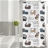 ASDCXZ Tenda da doccia stretta 120x180 cm, adorabile cartone animato gatto bianco per bambini, tenda da bagno lavabile con occhielli in poliestere, tessuto impermeabile per vasca da bagno con 8 ganci
