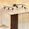 Kimjo Faretti da Soffitto con 6 Luci - Faretto LED da Soffitto E14 - Plafoniera Led Soffitto Orientabili - Nero Lampadario Faretti - Adatto per Cucina, Soggiorno, Corridoio (Lampadina non Inclusa)