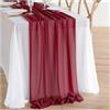 GreatRise Runner da tavolo in chiffon, 90 x 180 cm, per matrimonio, in tulle, stile bohémien, in mussola, in garza rustica, per feste di compleanno, cucina, decorazione da tavolo, colore bordeaux