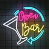 NYXEN Targa al neon a LED Open Bar, 37 cm x 32 cm, dimmerabile (dimensioni opzionali), per bar, cucina, sala da pranzo, cantina feste, soggiorno, elegante idea regalo per gli amanti del bar