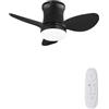 AUTODAY Ventilatore Da Soffitto Piccolo Silenziatore Dc Ventilatore A Soffitto Con Luce 6 Velocità Reversibile 3 Pale, Mini Led Ventilatore Soffitto Con Telecomando,Funzione Memoria,Timer (Nero)
