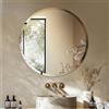 Artloge Specchio Tondo da Parete ingresso: 80cm Grande Specchio Rotondo Bagno Senza cornice Decorativo da Parete Moderno Argento Vetro con Bordo Smussato per Camera Letto Corridoio Entrata