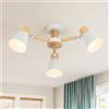 Schindora Bianco Lampadario Camera Da Letto 3 Luci,Legno E Ferro Lampadario Soggiorno A Bracci Luminosi Regolabili lampadari E27 Ø55Cm Moderno Lampadario Cucina Per Letto Casa Camera Salotto