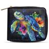 Dngkaoje Portafogli bifold con cerniera per uomo pochette in pelle PU con più slot per carte di credito organizzatore casual per denaro, Tartaruga fiore colorato, L4.9xW1xH4.2 inches