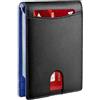 VAcsax Porta carte magnetiche antifurto in vera pelle, Porta carte di credito Porta carte di credito RFID Porta carte ultrasottile semplice da uomo (M,Nero con blu)